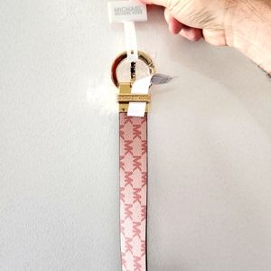 Medium Michael Kors, antique rose-tan-gold buckle reversible belt